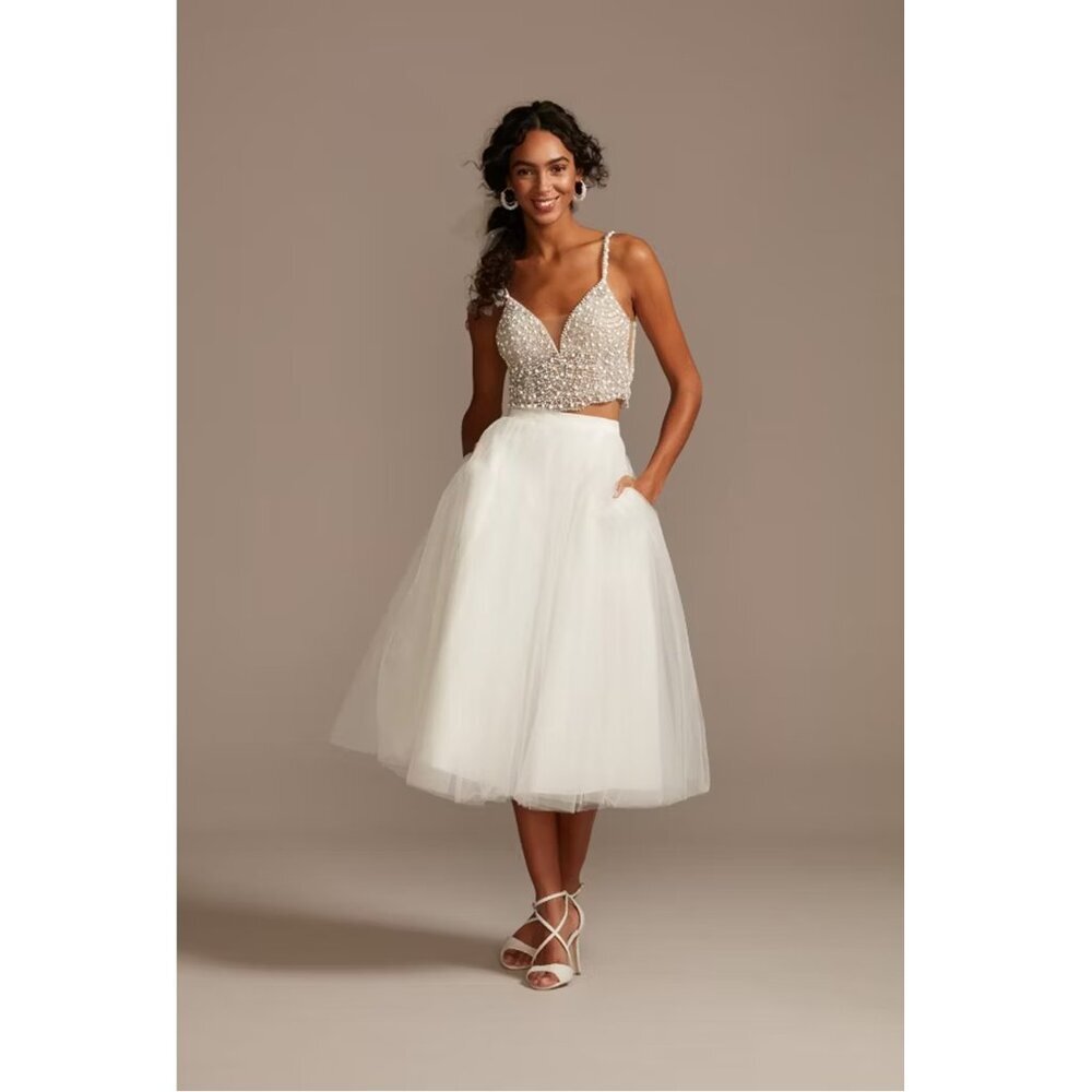 DB Studio David’s Bridal Tulle Wedding Separates Midi‎ Skirt White Women 8